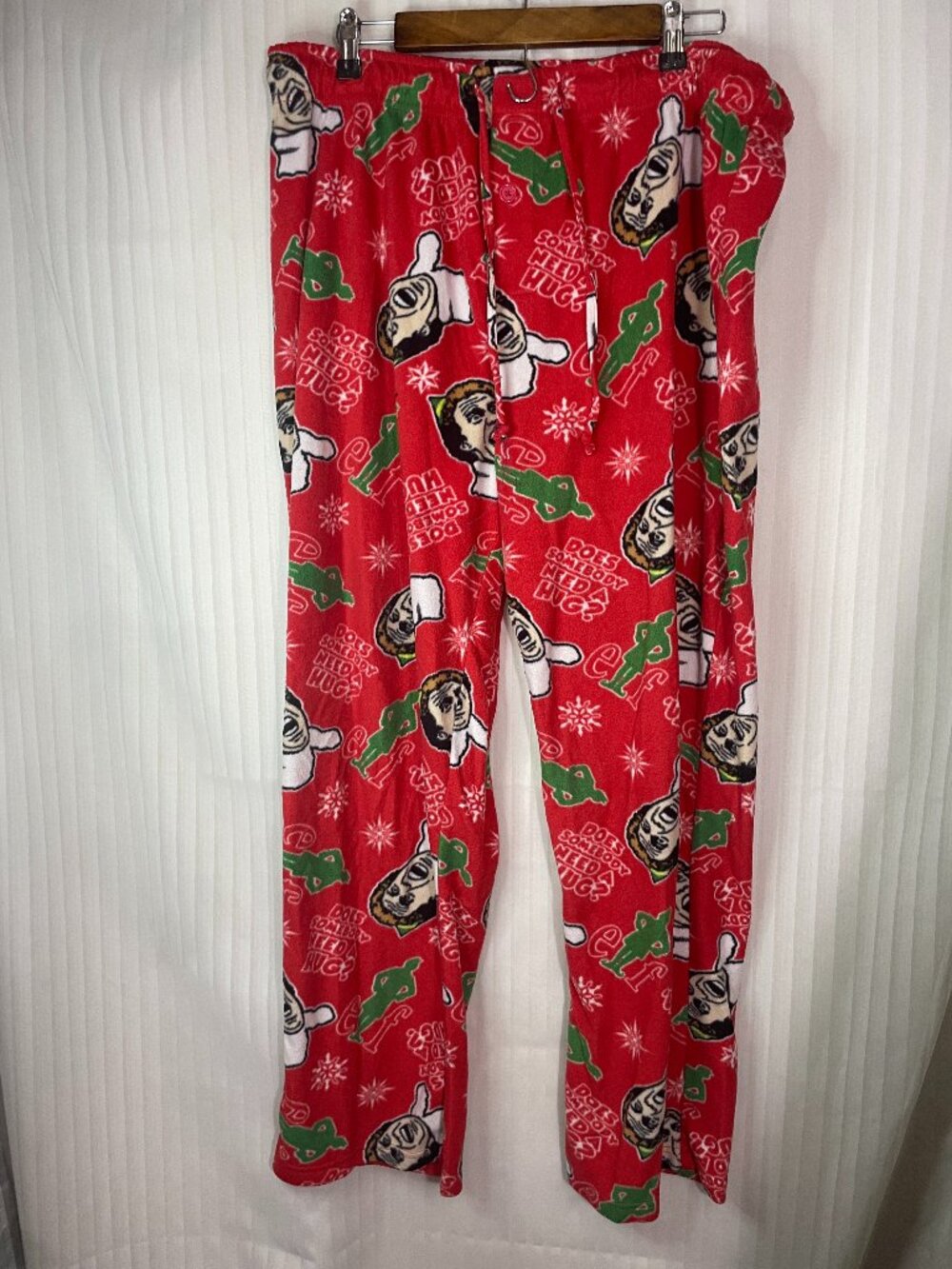 Briefly Stated Elf Buddy the Elf Fleece Pajama Lounge Pants XL Christmas Red